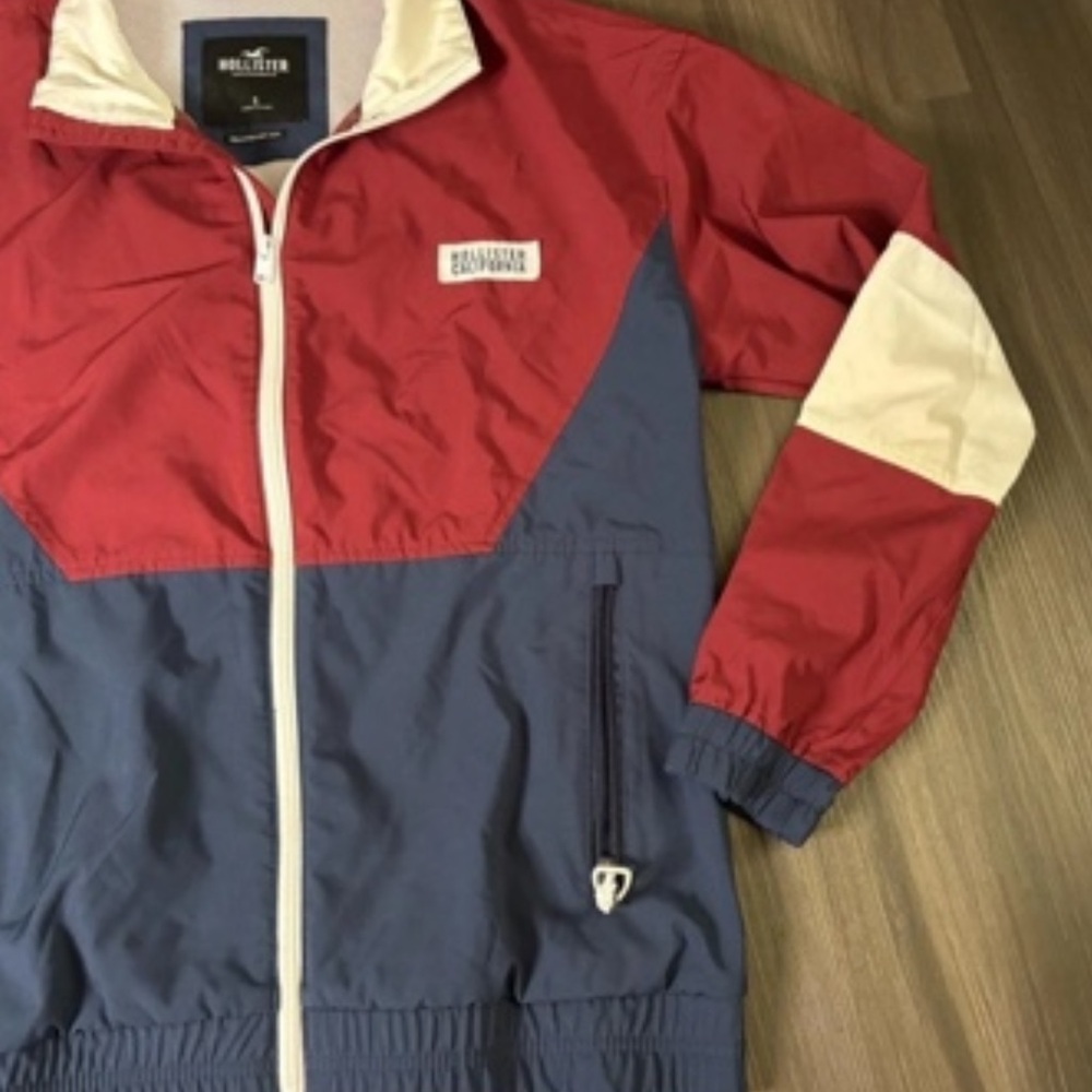 Colorblock Windbreaker Jacket - Red, Navy & Cream - Picture 2 of 2
